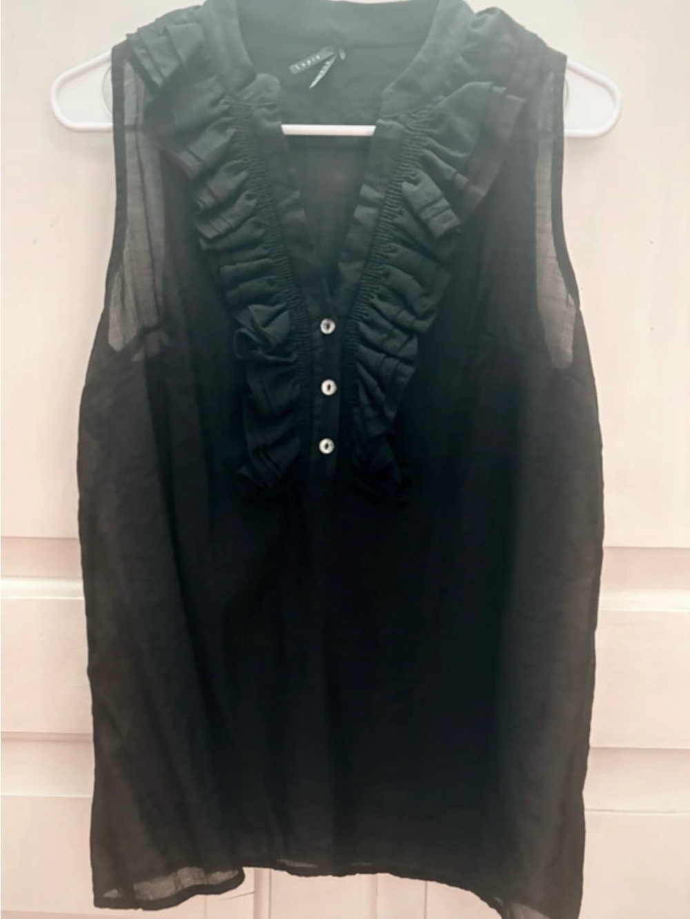 Ruffle Blouse Y2K Lapis Sheer Black Top M